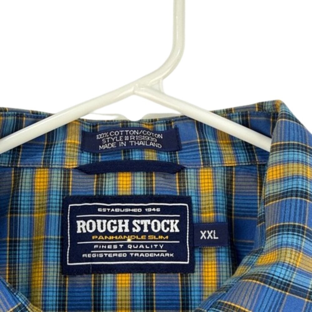 Rough Stock Button Down Shirt Plaid Short Sleeve Pearl Snap– Size XXL - Picture 6 of 6